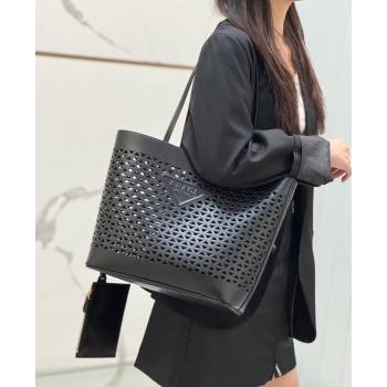 Prada Large perforated leather tote bag Black 2024 1BG503 (YZ-240524010)