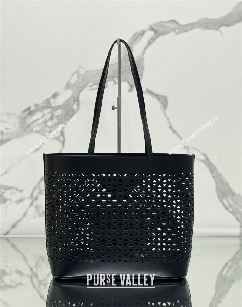 Prada Large perforated leather tote bag Black 2024 1BG503 (YZ-240524010)