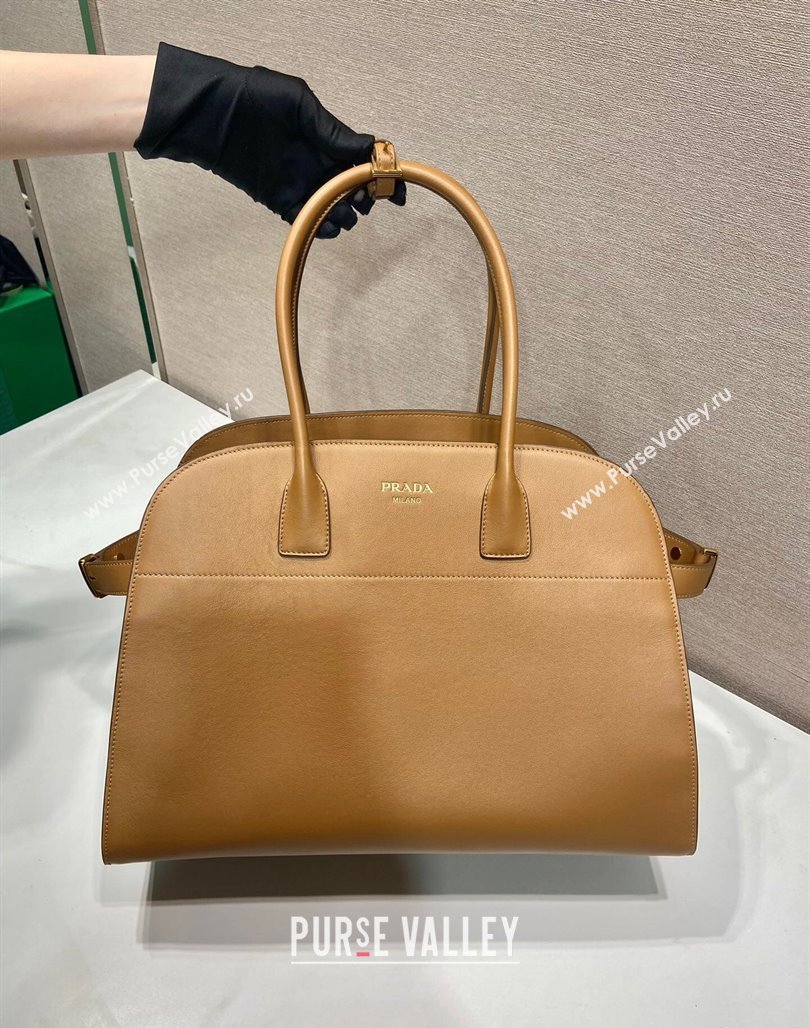 Prada Large Leather Tote bag with Buckle Brown 2024 1BG508 (YZ-240524003)