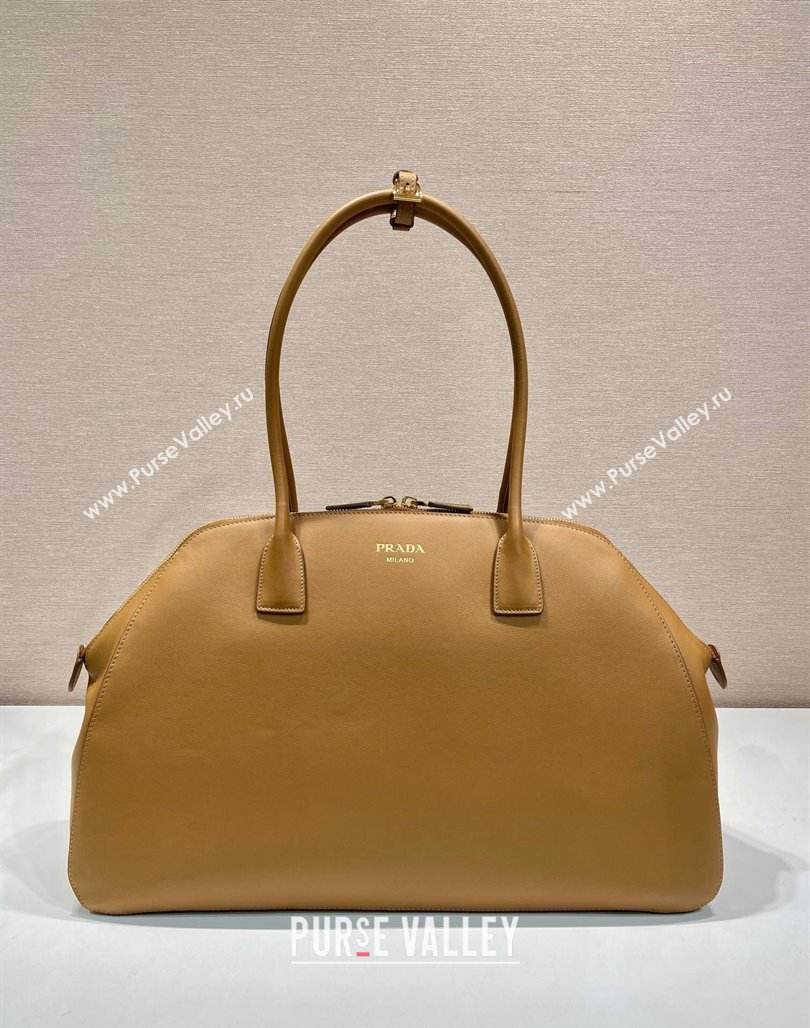 Prada Large Leather Tote bag with zipper closure Brown 2024 1BG506 (YZ-240524005)