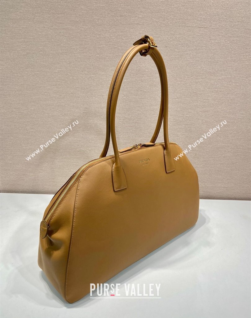 Prada Large Leather Tote bag with zipper closure Brown 2024 1BG506 (YZ-240524005)