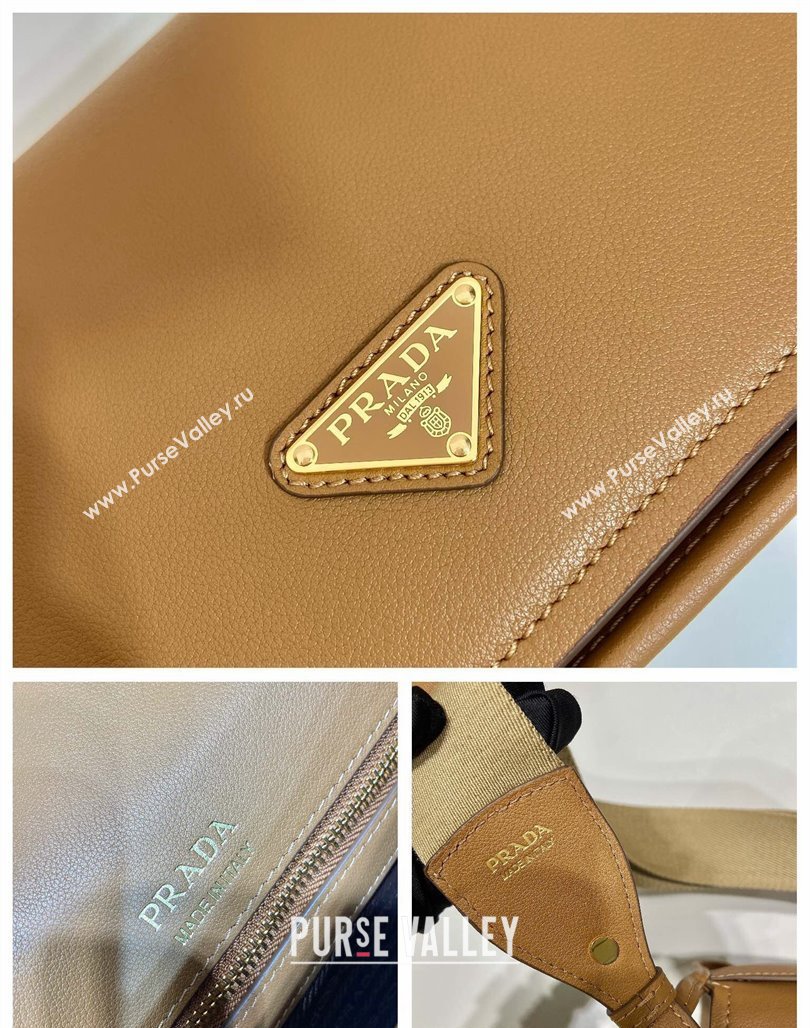 Prada Leather Shoulder bag 1BD372 Brown 2024 (YZ-240524017)