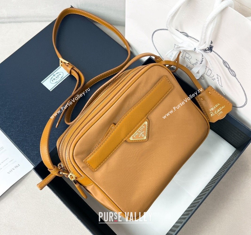 Prada Prada Re-Edition 1978 Re-Nylon and Saffiano leather mini shoulder bag Brown 2024 1BH218 (YZ-240524019)