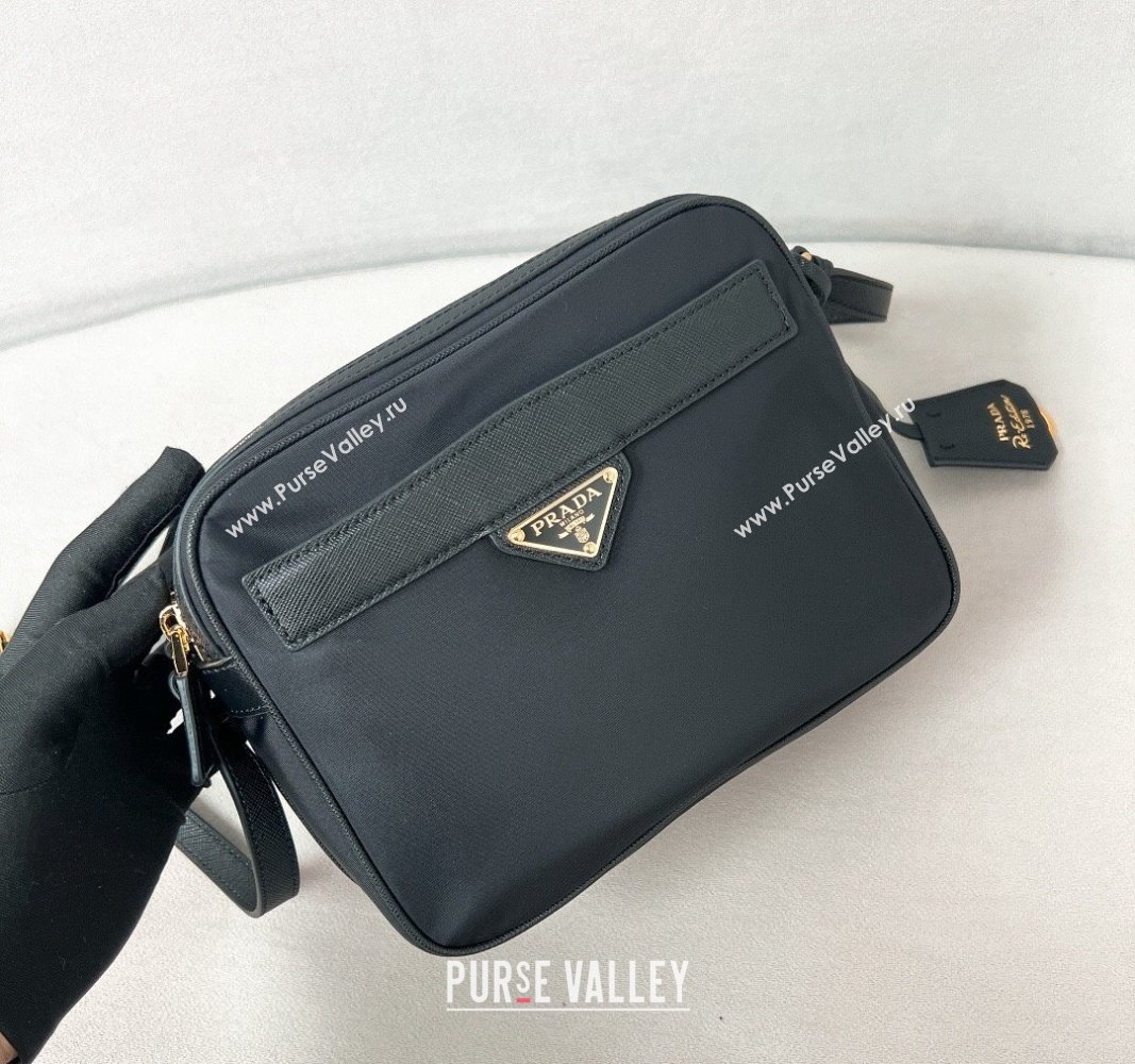 Prada Prada Re-Edition 1978 Re-Nylon and Saffiano leather mini shoulder bag Black 2024 1BH218 (YZ-240524020)