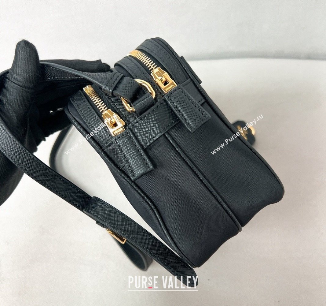 Prada Prada Re-Edition 1978 Re-Nylon and Saffiano leather mini shoulder bag Black 2024 1BH218 (YZ-240524020)