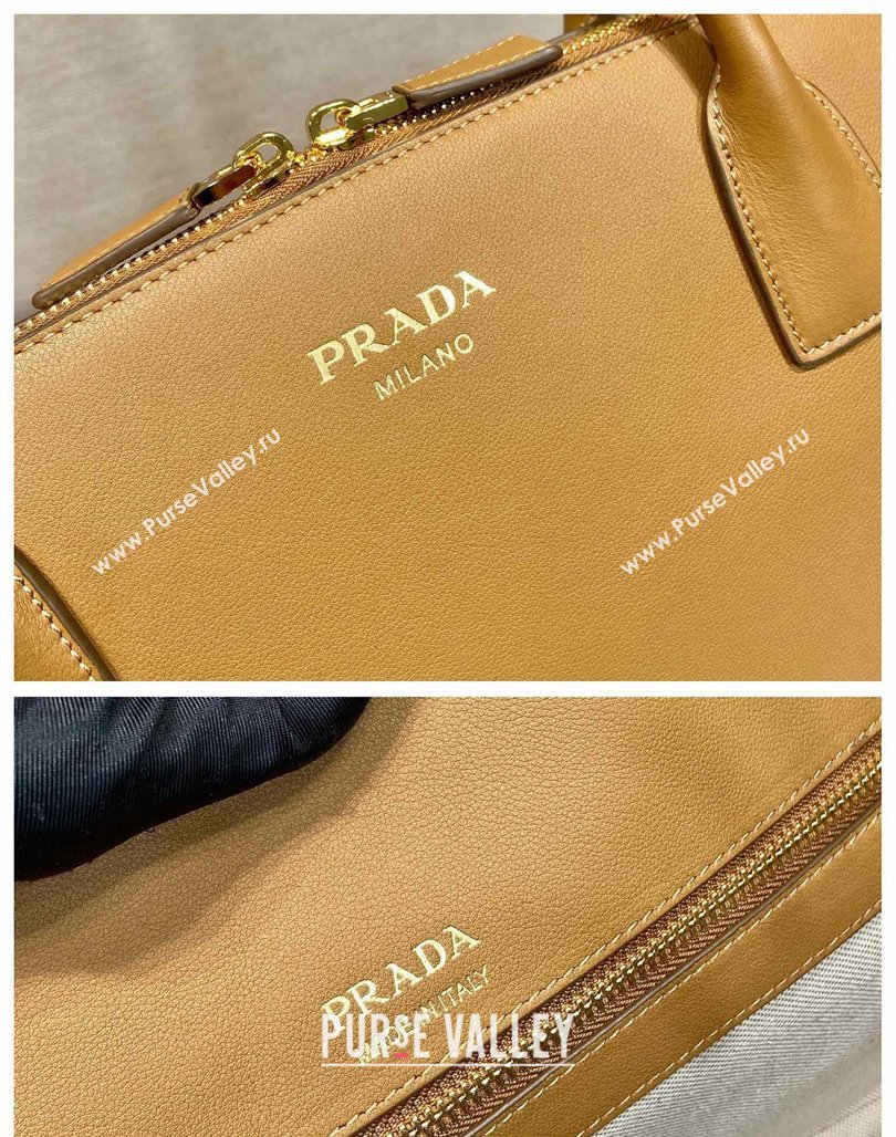 Prada Large Leather Tote bag with zipper closure Brown 2024 1BG506 (YZ-240524005)