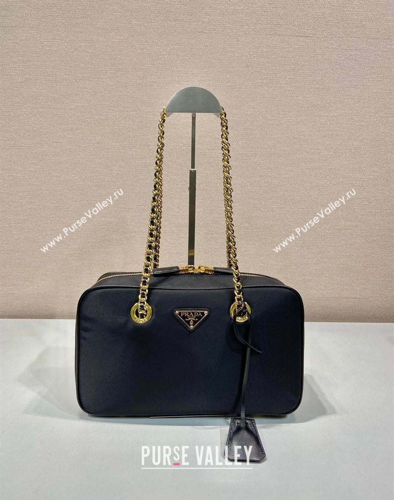 Prada Re-Edition 1978 medium nylon chain bag Black 2024 1BB115 (YZ-240524021)