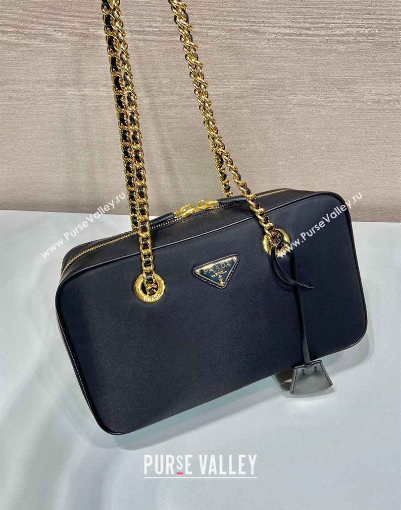 Prada Re-Edition 1978 medium nylon chain bag Black 2024 1BB115 (YZ-240524021)