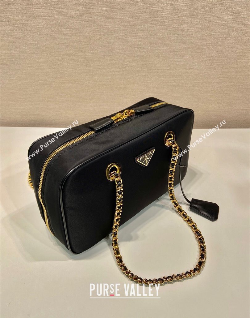 Prada Re-Edition 1978 medium nylon chain bag Black 2024 1BB115 (YZ-240524021)