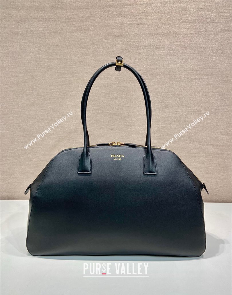 Prada Large Leather Tote bag with zipper closure Black 2024 1BG506 (YZ-240524006)