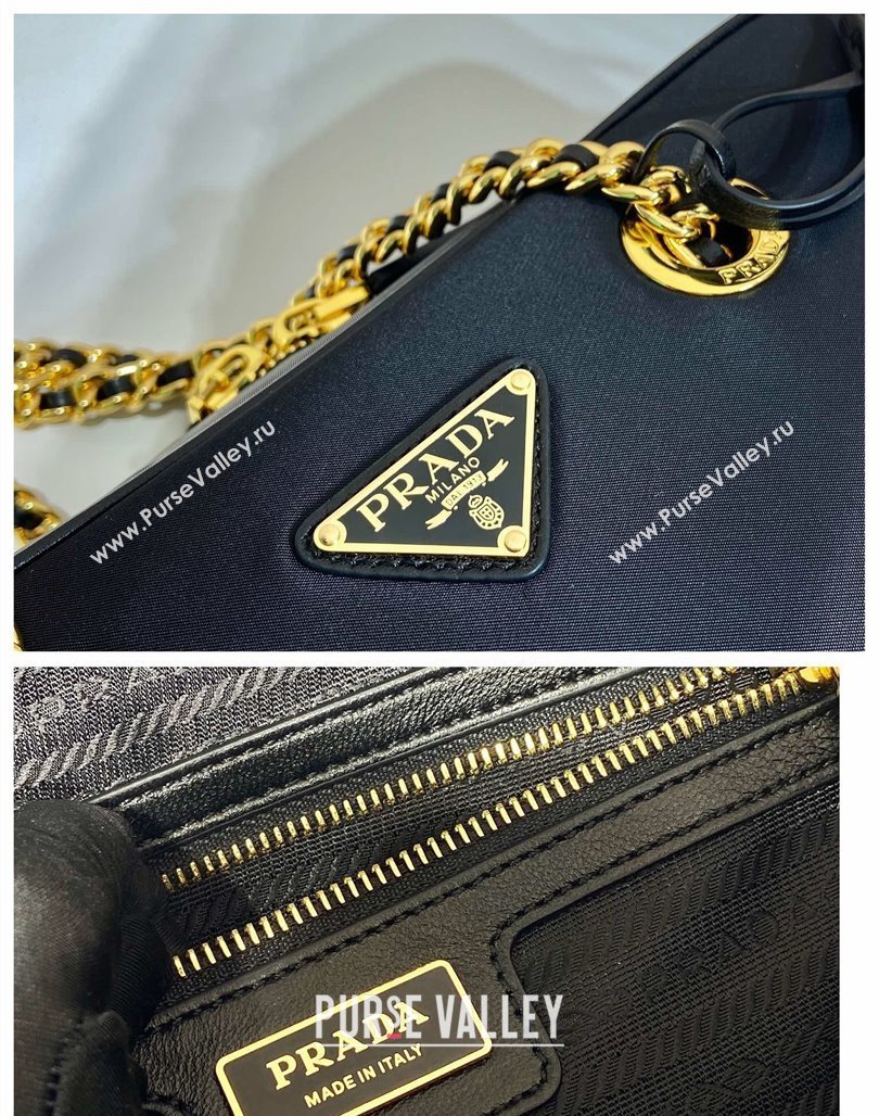 Prada Re-Edition 1978 medium nylon chain bag Black 2024 1BB115 (YZ-240524021)