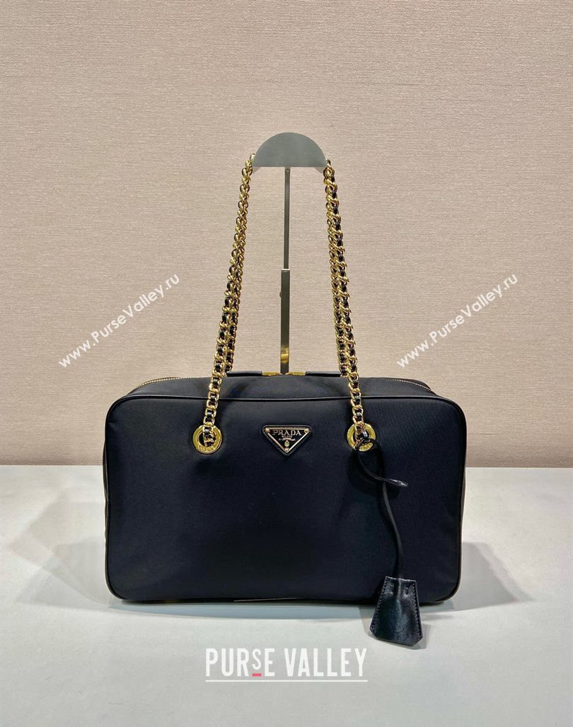 Prada Re-Edition 1978 large Nylon chain bag Black 2024 1BB115 (YZ-240524026)