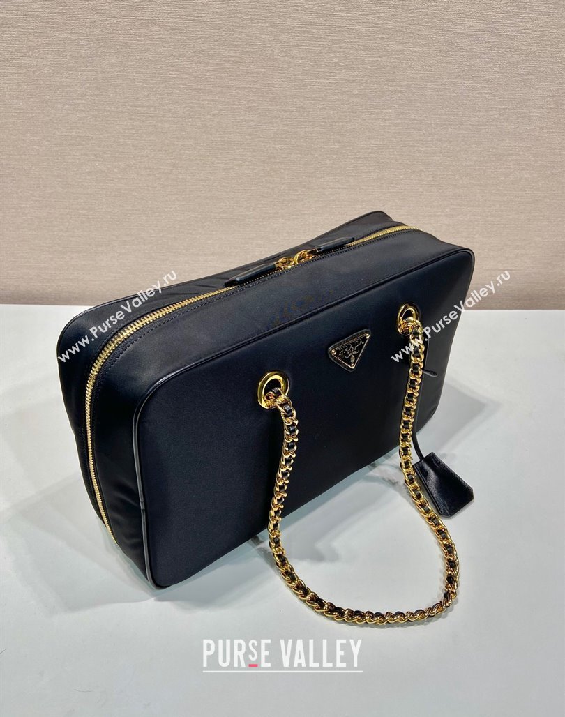 Prada Re-Edition 1978 large Nylon chain bag Black 2024 1BB115 (YZ-240524026)