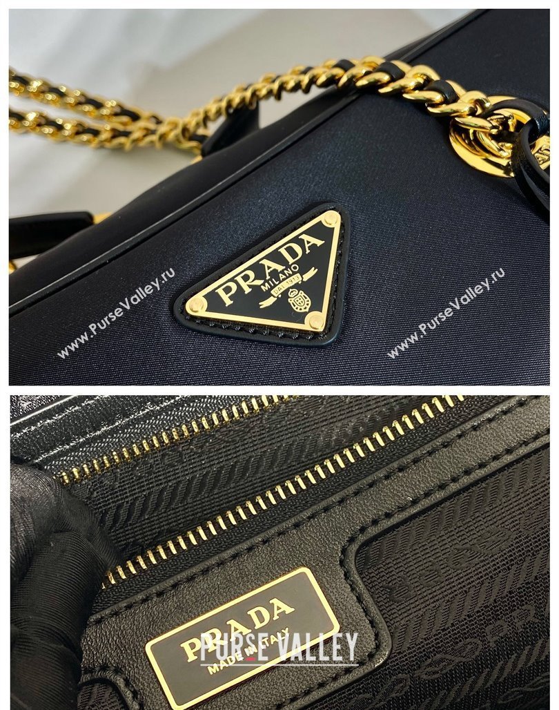 Prada Re-Edition 1978 large Nylon chain bag Black 2024 1BB115 (YZ-240524026)