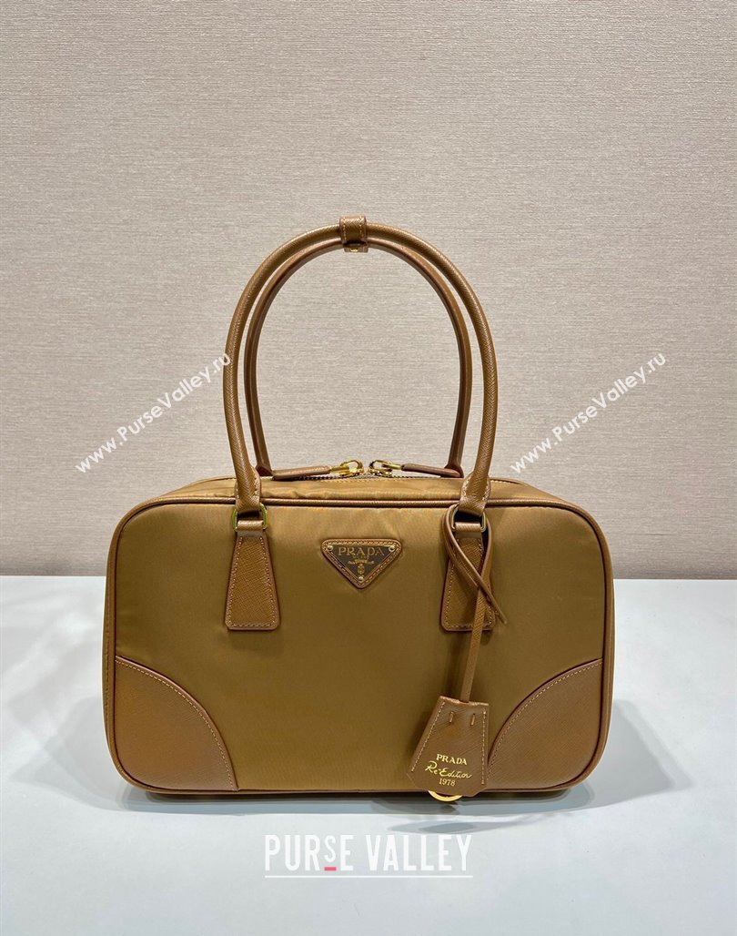 Prada Re-Edition 1978 medium Re-Nylon and Saffiano leather two-handle bag Brown 2024 1BB115 (YZ-240524022)