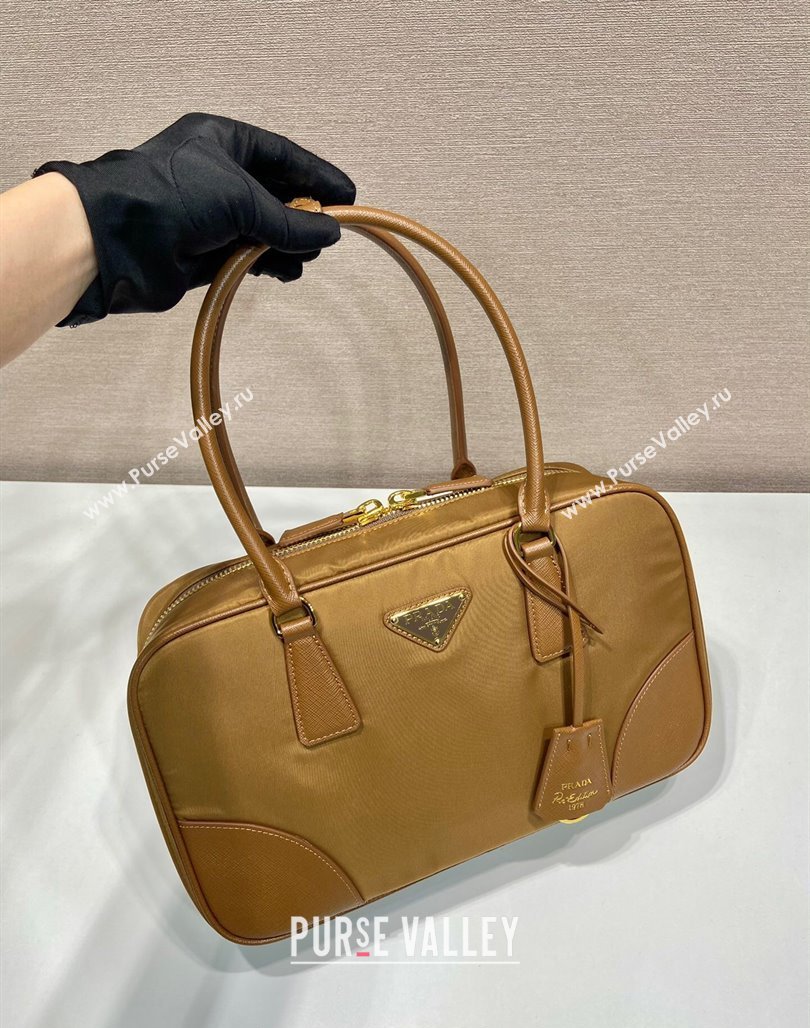 Prada Re-Edition 1978 medium Re-Nylon and Saffiano leather two-handle bag Brown 2024 1BB115 (YZ-240524022)