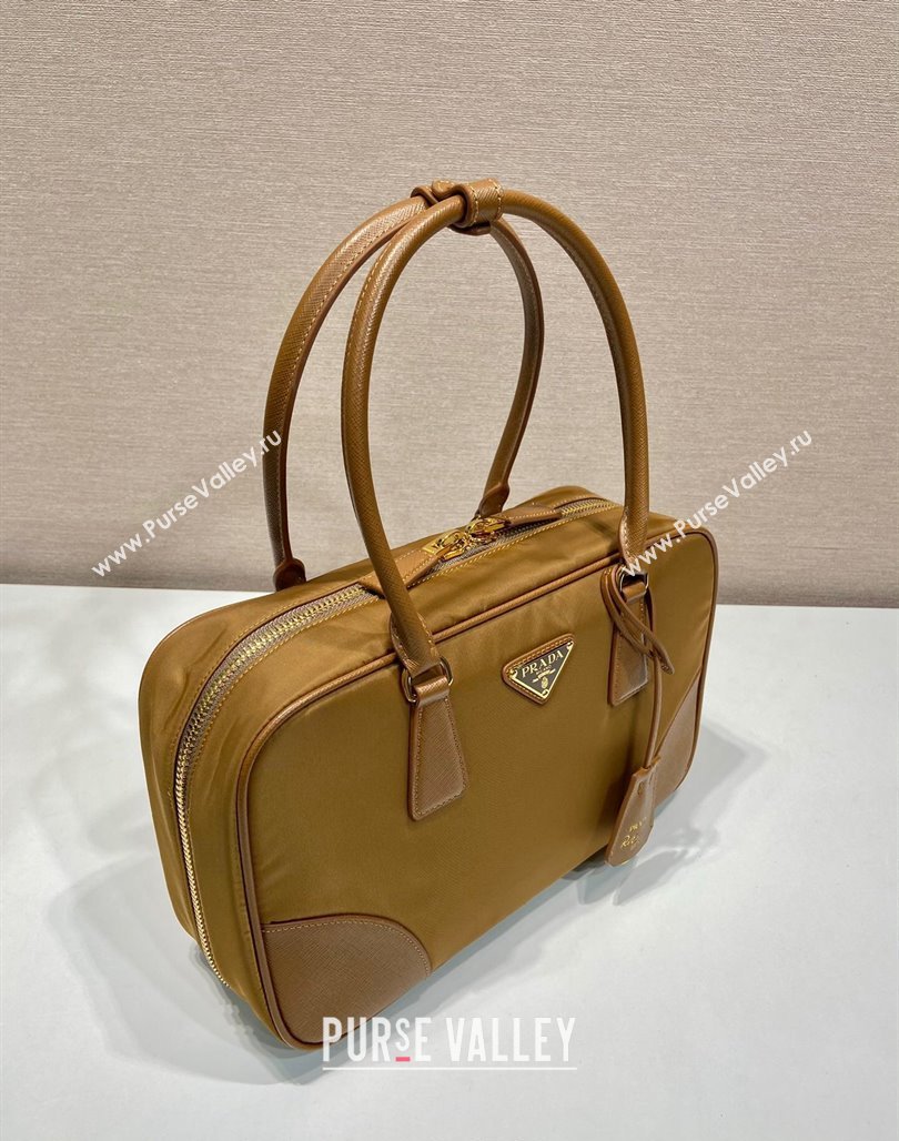 Prada Re-Edition 1978 medium Re-Nylon and Saffiano leather two-handle bag Brown 2024 1BB115 (YZ-240524022)