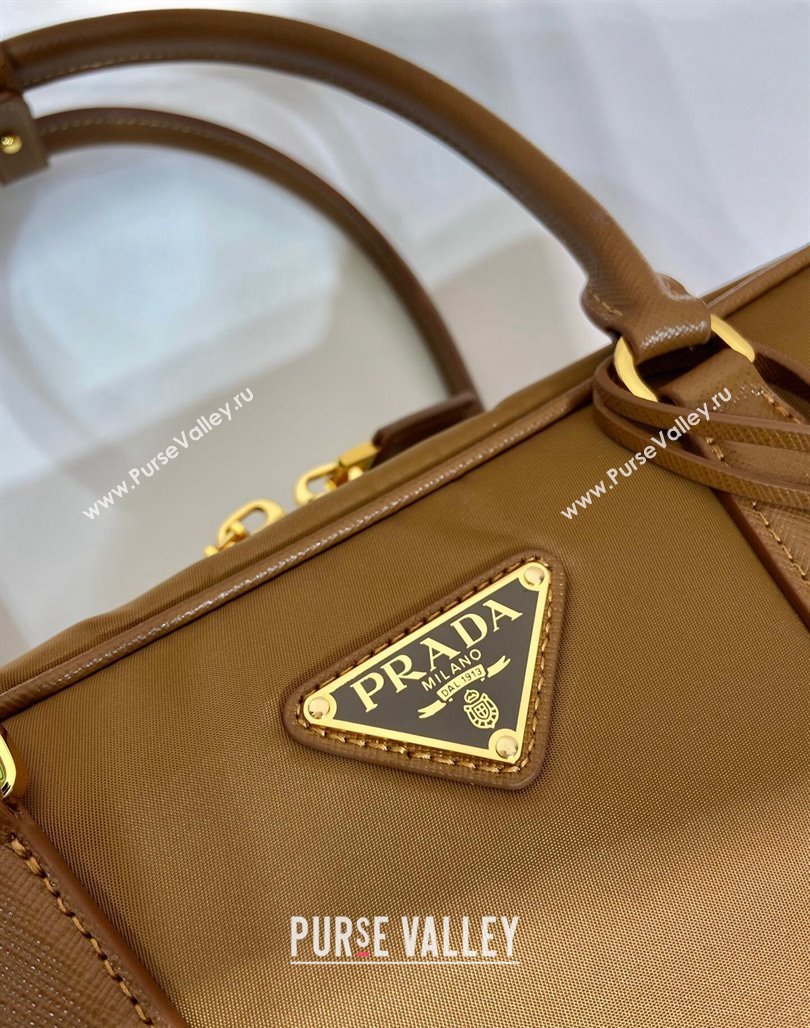 Prada Re-Edition 1978 medium Re-Nylon and Saffiano leather two-handle bag Brown 2024 1BB115 (YZ-240524022)