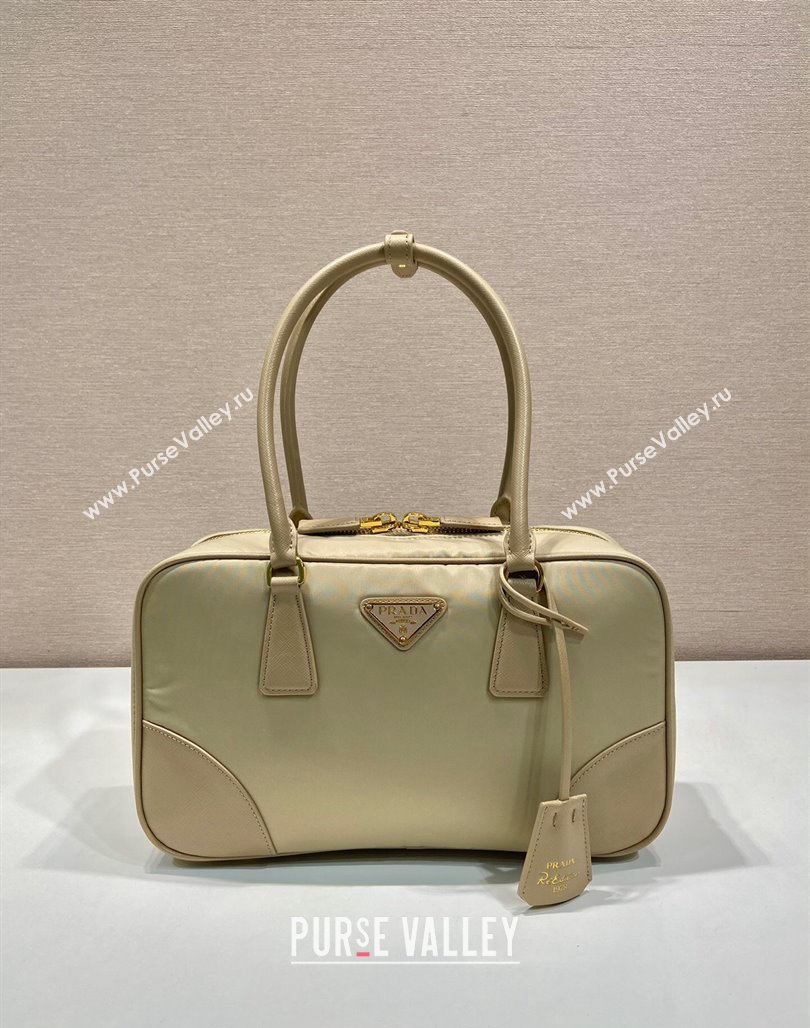 Prada Re-Edition 1978 medium Re-Nylon and Saffiano leather two-handle bag Beige 2024 1BB115 (YZ-240524023)