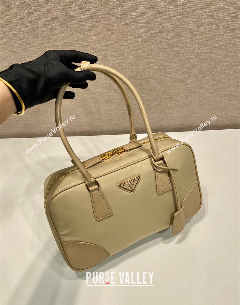 Prada Re-Edition 1978 medium Re-Nylon and Saffiano leather two-handle bag Beige 2024 1BB115 (YZ-240524023)