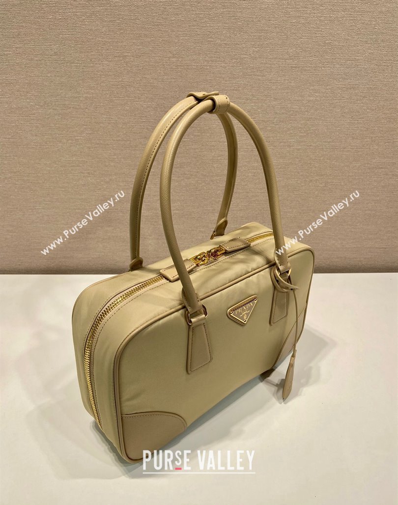 Prada Re-Edition 1978 medium Re-Nylon and Saffiano leather two-handle bag Beige 2024 1BB115 (YZ-240524023)