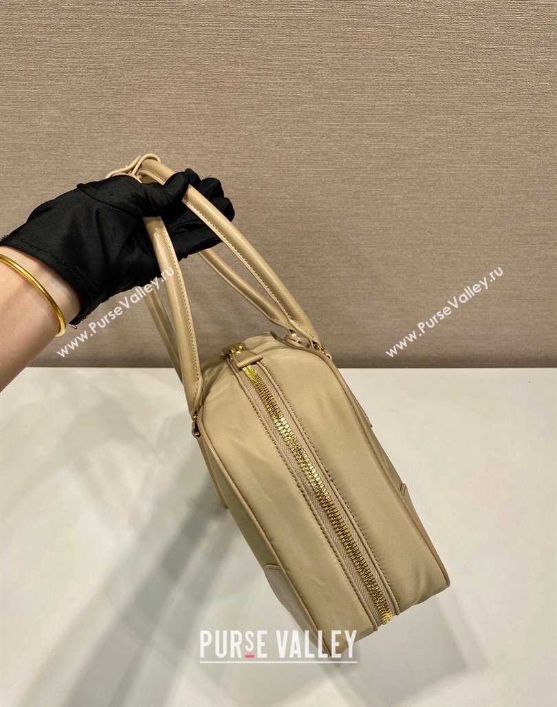 Prada Re-Edition 1978 medium Re-Nylon and Saffiano leather two-handle bag Beige 2024 1BB115 (YZ-240524023)