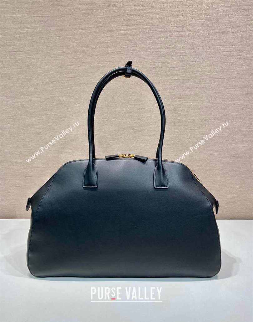 Prada Large Leather Tote bag with zipper closure Black 2024 1BG506 (YZ-240524006)