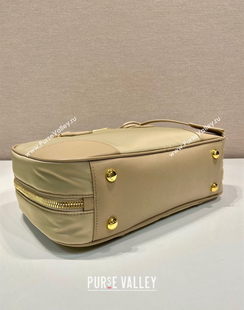 Prada Re-Edition 1978 medium Re-Nylon and Saffiano leather two-handle bag Beige 2024 1BB115 (YZ-240524023)