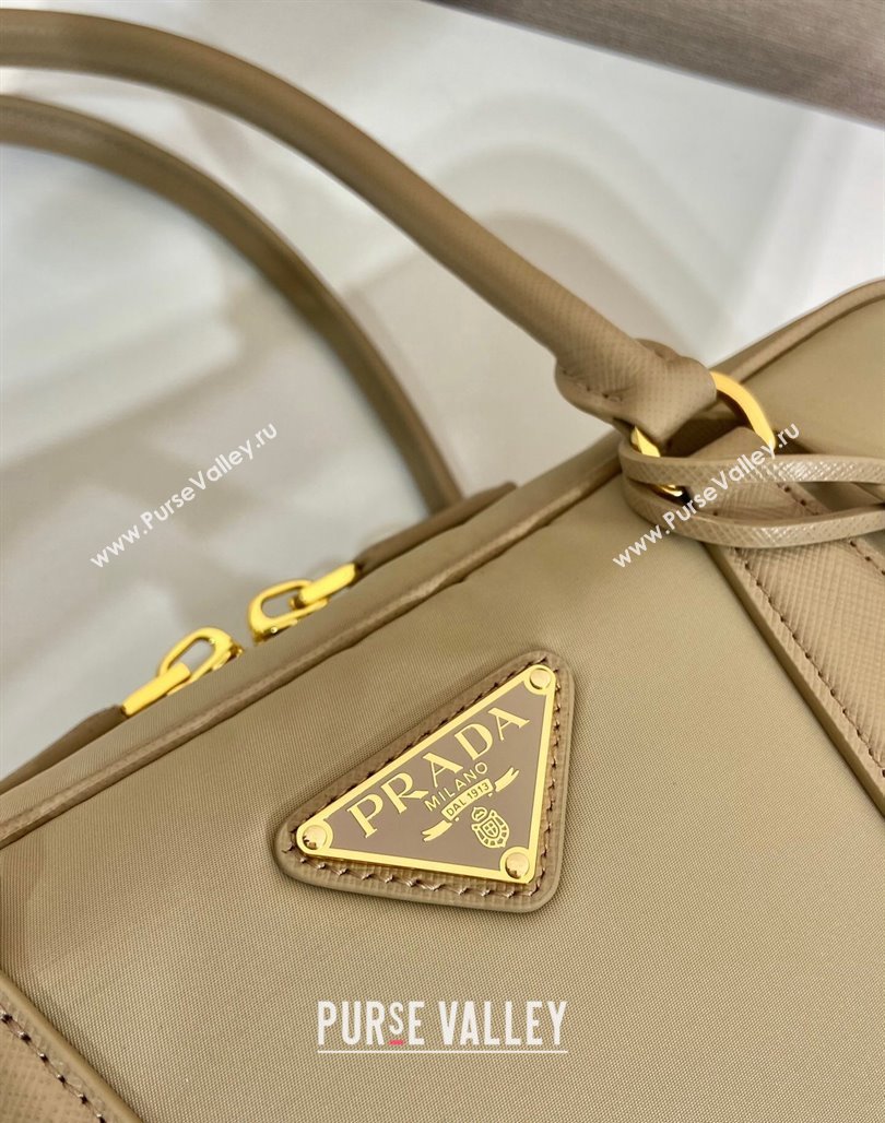 Prada Re-Edition 1978 medium Re-Nylon and Saffiano leather two-handle bag Beige 2024 1BB115 (YZ-240524023)