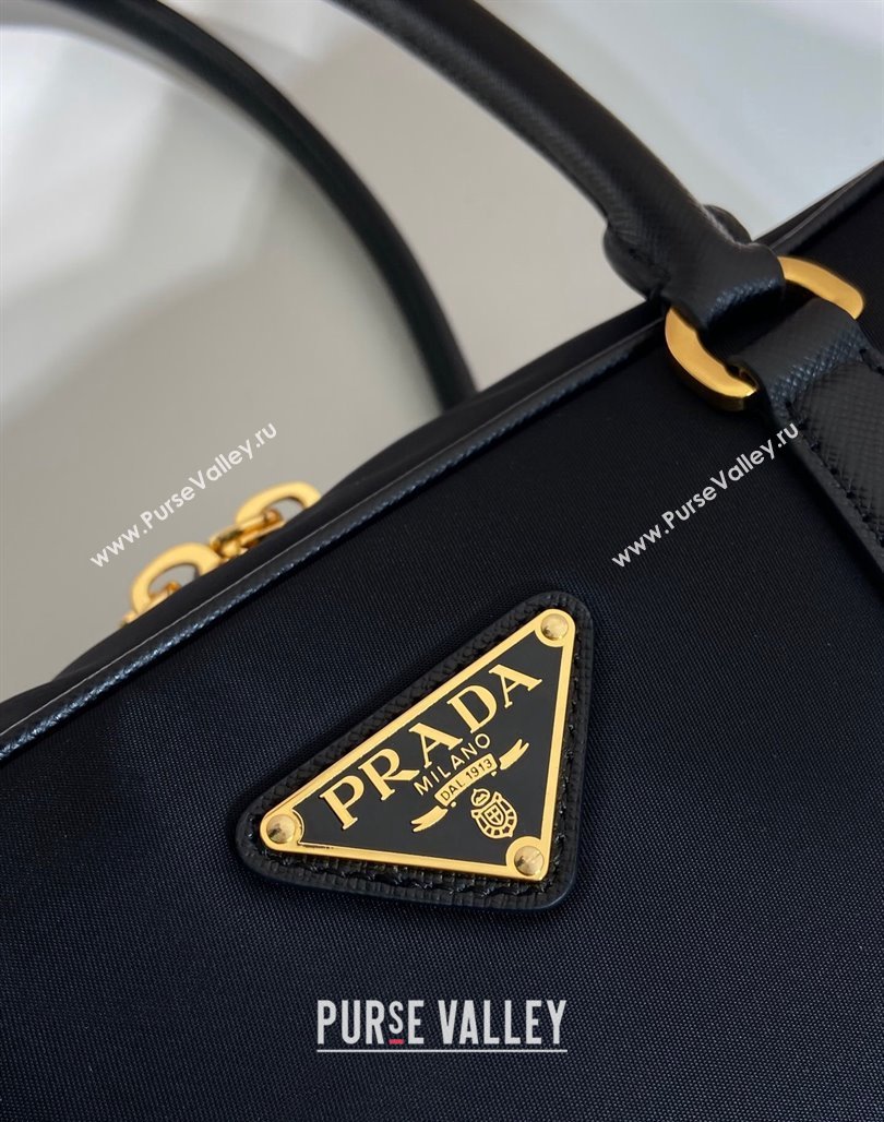 Prada Re-Edition 1978 medium Re-Nylon and Saffiano leather two-handle bag Black 2024 1BB115 (YZ-240524024)