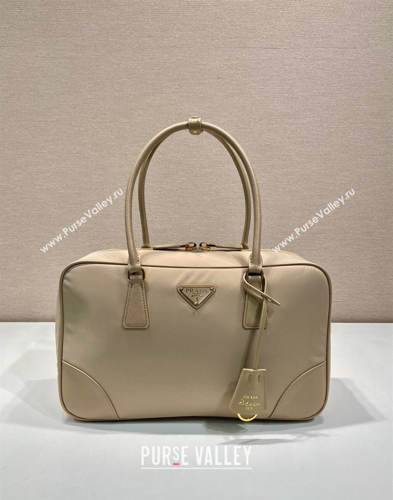 Prada Re-Edition 1978 large Re-Nylon and Saffiano leather two-handle bag Beige 2024 1BB114 (YZ-240524027)