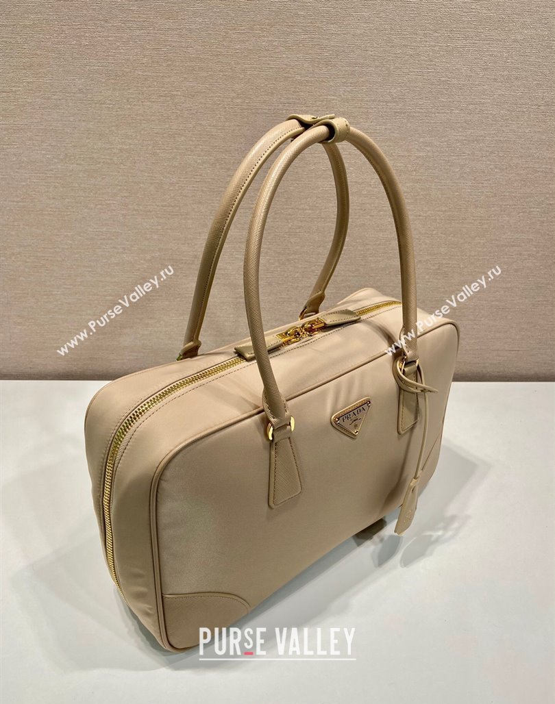 Prada Re-Edition 1978 large Re-Nylon and Saffiano leather two-handle bag Beige 2024 1BB114 (YZ-240524027)