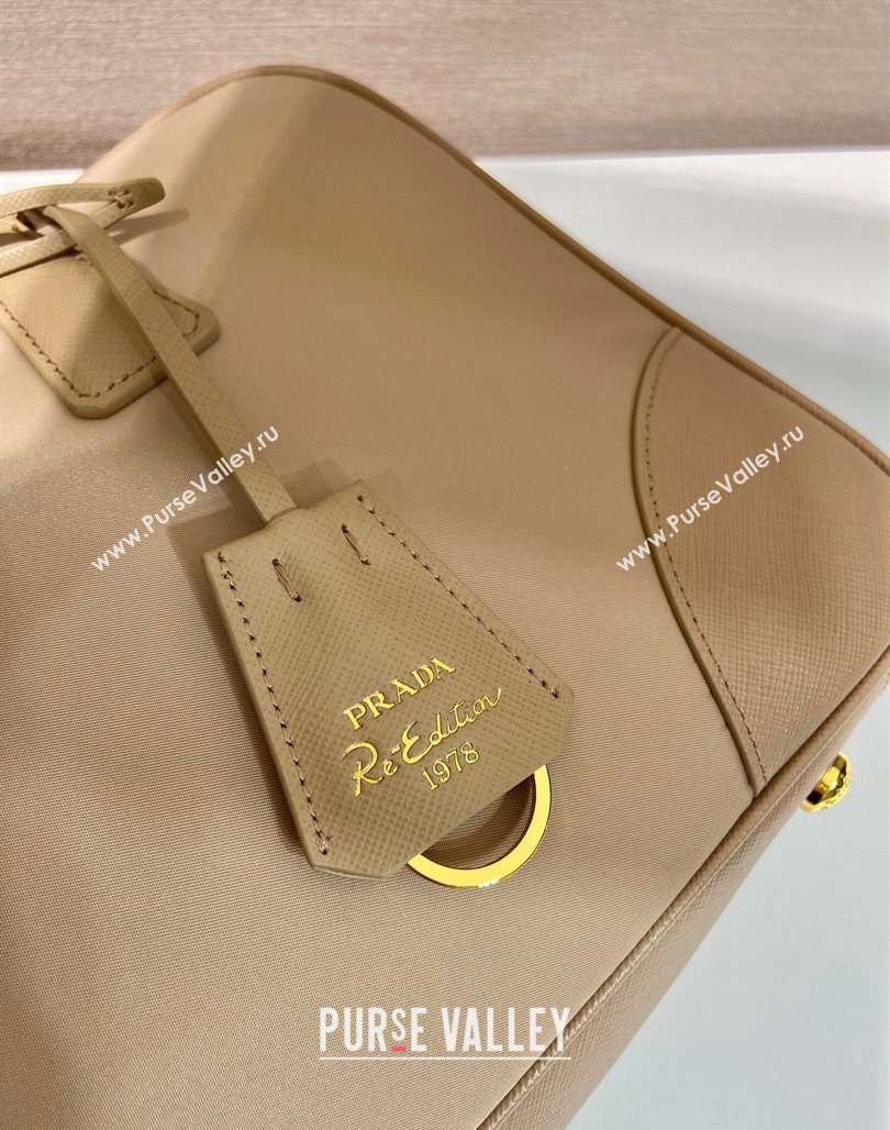 Prada Re-Edition 1978 large Re-Nylon and Saffiano leather two-handle bag Beige 2024 1BB114 (YZ-240524027)