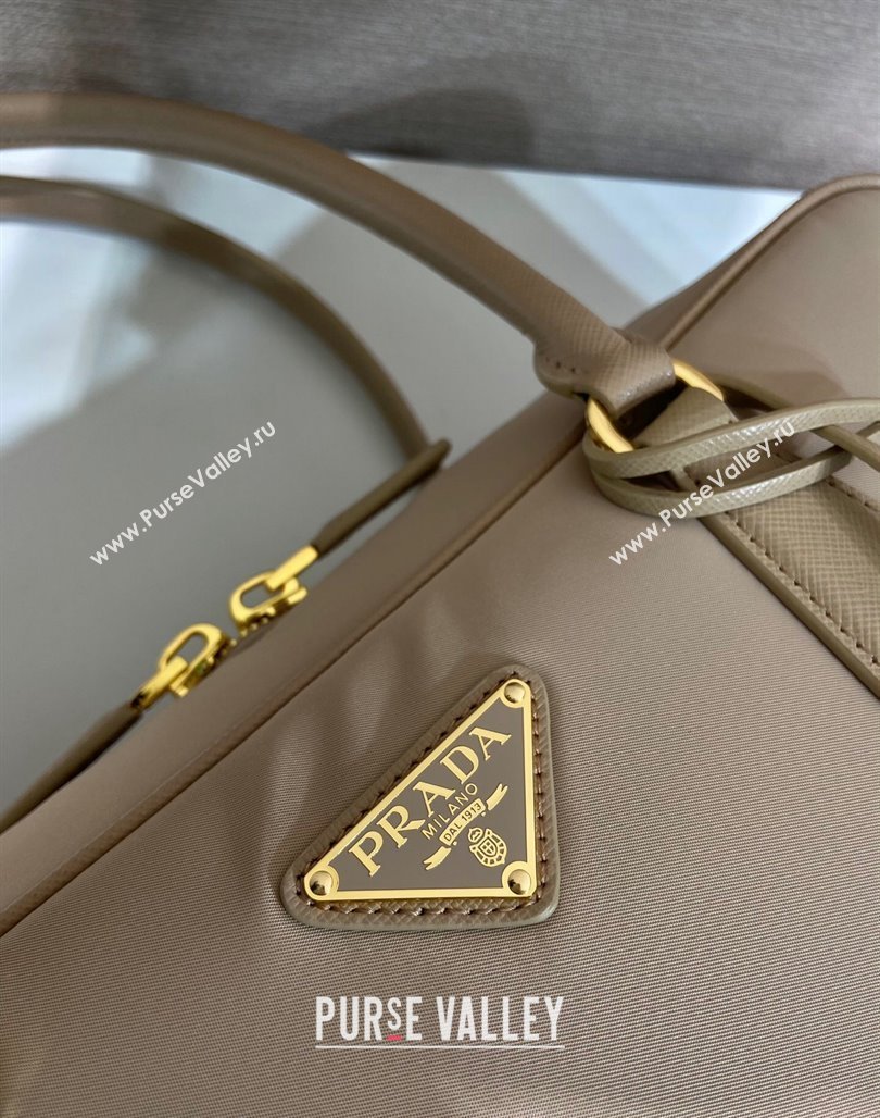 Prada Re-Edition 1978 large Re-Nylon and Saffiano leather two-handle bag Beige 2024 1BB114 (YZ-240524027)