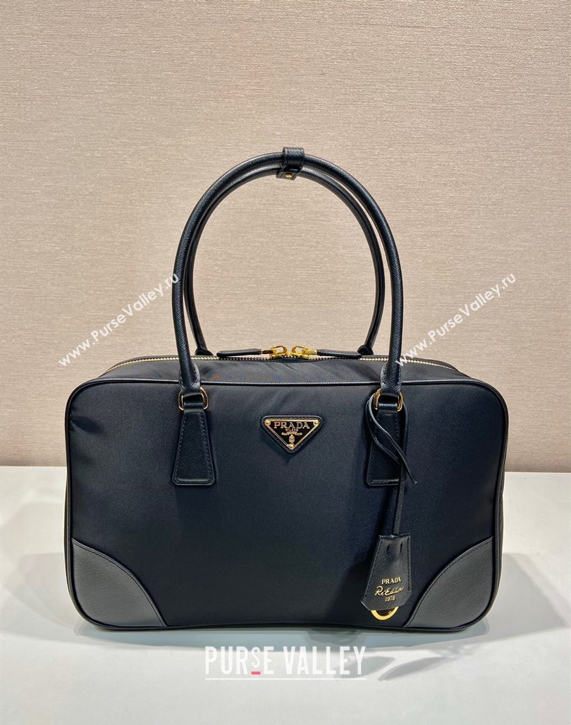 Prada Re-Edition 1978 large Re-Nylon and Saffiano leather two-handle bag Black 2024 1BB114 (YZ-240524028)