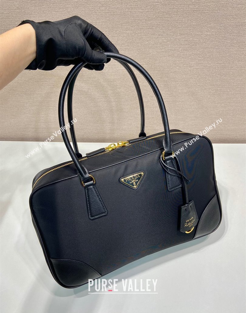 Prada Re-Edition 1978 large Re-Nylon and Saffiano leather two-handle bag Black 2024 1BB114 (YZ-240524028)