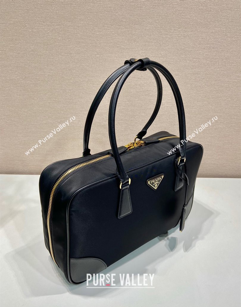 Prada Re-Edition 1978 large Re-Nylon and Saffiano leather two-handle bag Black 2024 1BB114 (YZ-240524028)