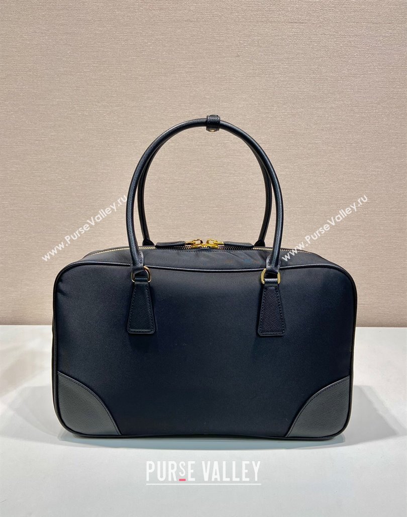 Prada Re-Edition 1978 large Re-Nylon and Saffiano leather two-handle bag Black 2024 1BB114 (YZ-240524028)