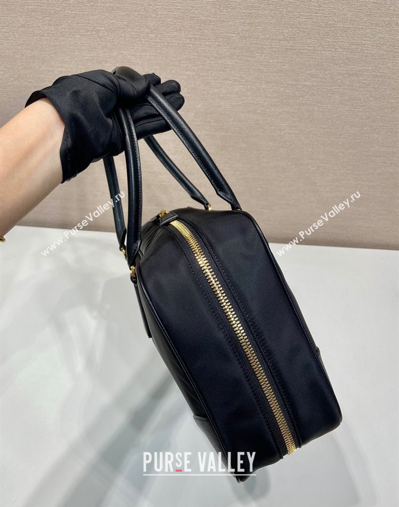 Prada Re-Edition 1978 large Re-Nylon and Saffiano leather two-handle bag Black 2024 1BB114 (YZ-240524028)