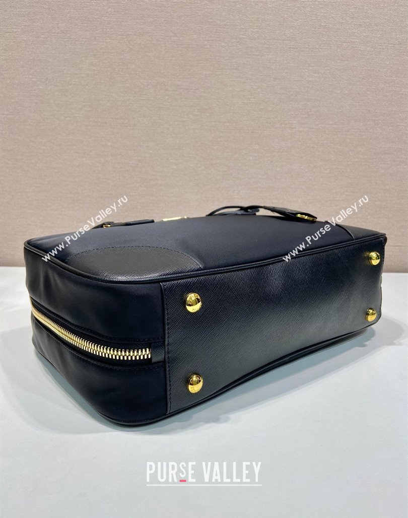 Prada Re-Edition 1978 large Re-Nylon and Saffiano leather two-handle bag Black 2024 1BB114 (YZ-240524028)