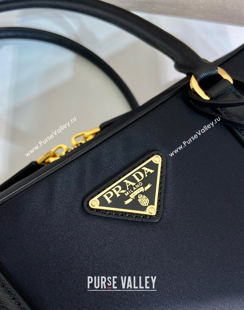 Prada Re-Edition 1978 large Re-Nylon and Saffiano leather two-handle bag Black 2024 1BB114 (YZ-240524028)