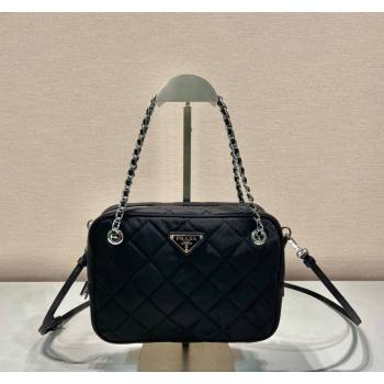 Prada Quilted Nylon Mini Camera Chain Bag 1BD642 Black 2024 (YZ-240524029)