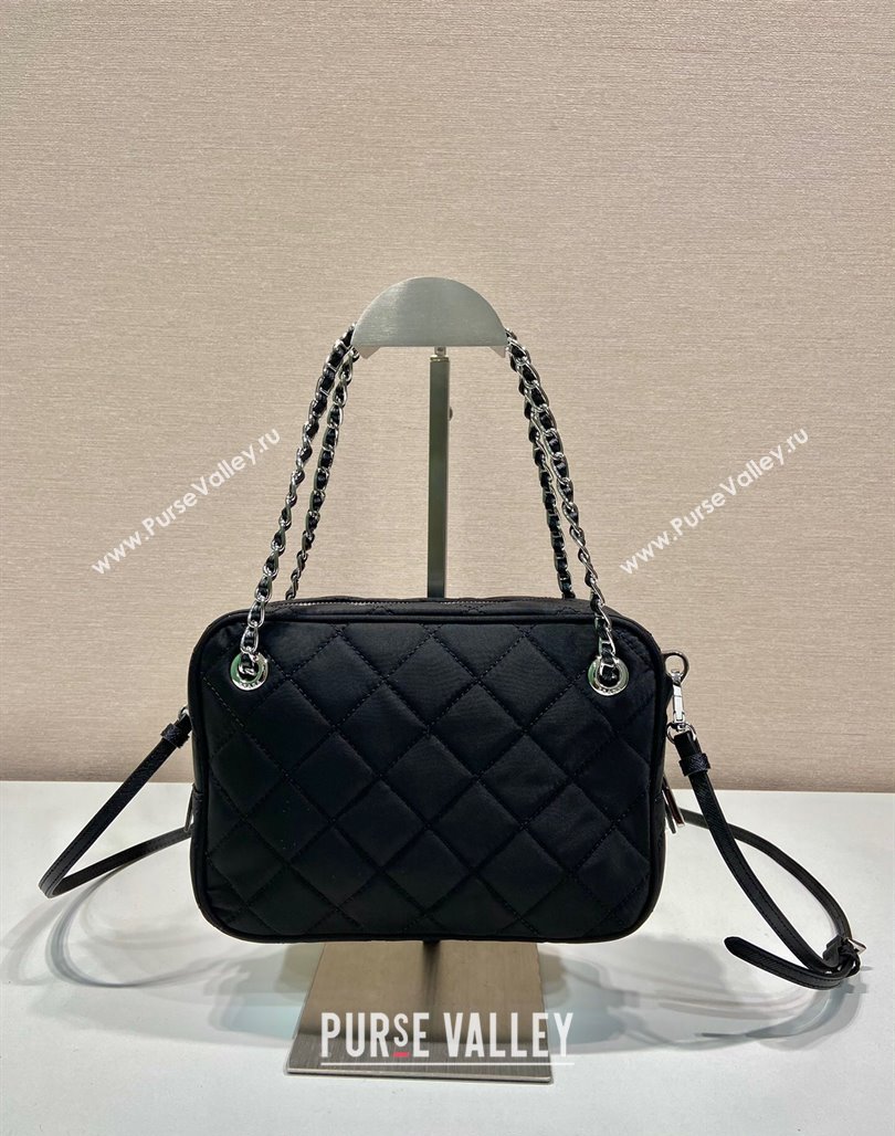 Prada Quilted Nylon Mini Camera Chain Bag 1BD642 Black 2024 (YZ-240524029)