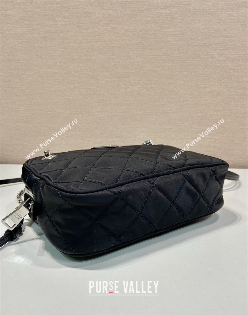 Prada Quilted Nylon Mini Camera Chain Bag 1BD642 Black 2024 (YZ-240524029)