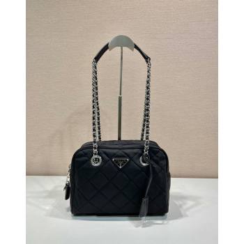 Prada Quilted Nylon Medium Camera Chain Bag 1BB903 Black 2024 (YZ-240524030)