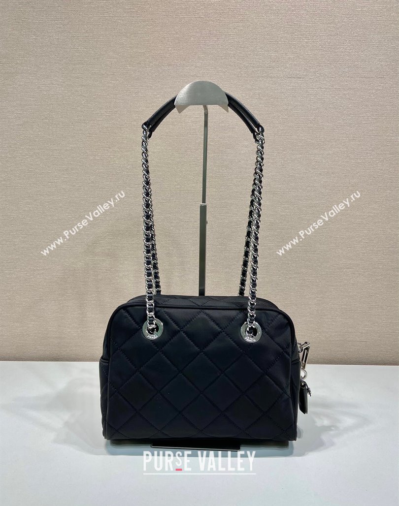 Prada Quilted Nylon Medium Camera Chain Bag 1BB903 Black 2024 (YZ-240524030)