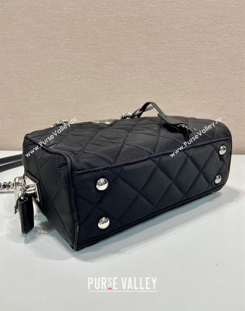 Prada Quilted Nylon Medium Camera Chain Bag 1BB903 Black 2024 (YZ-240524030)