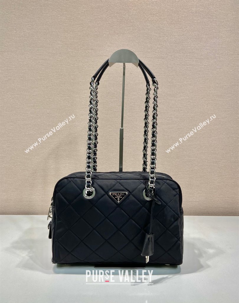 Prada Quilted Nylon Large Camera Chain Bag 1BD641 Black 2024 (YZ-240524031)