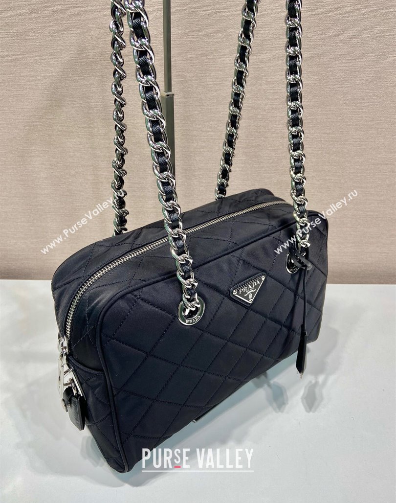 Prada Quilted Nylon Large Camera Chain Bag 1BD641 Black 2024 (YZ-240524031)