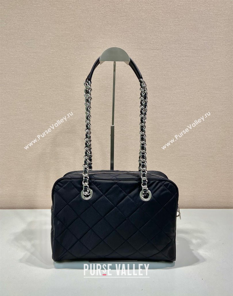 Prada Quilted Nylon Large Camera Chain Bag 1BD641 Black 2024 (YZ-240524031)